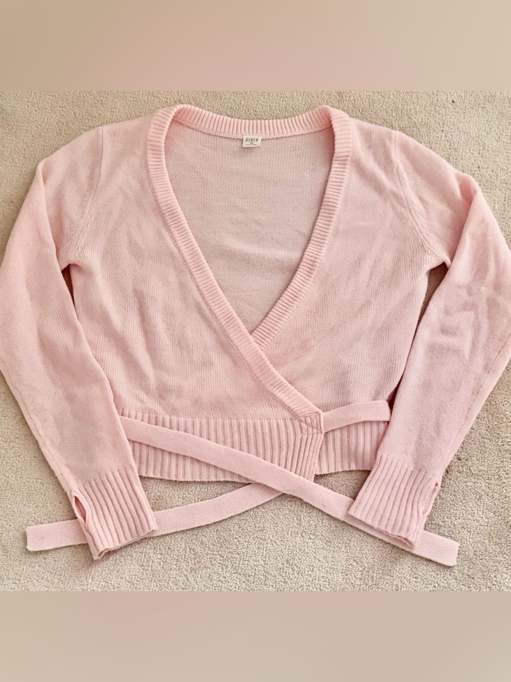 Bloch Women’s Coquette Light Pink Wrap V-Neck Tie Ballet Cardigan M